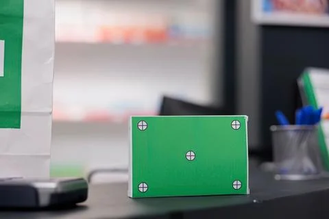 Green rectangular object with plus symbols Stock Photos