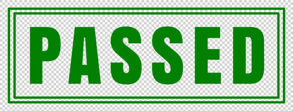 Green Rectangular PASSED Stamp Badge,Transparent PNG Stock Illustration