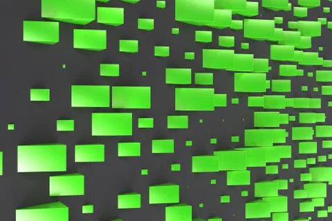 Green rectangular shapes of random size on black background Stock Illustration