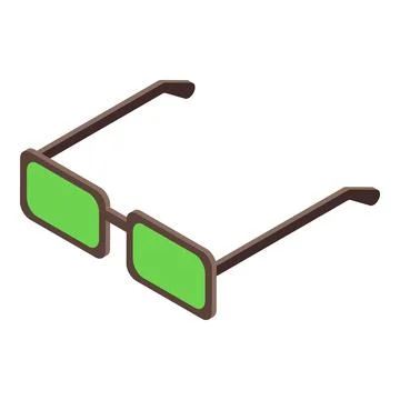 Green rectangular sunglasses lying on white surface Stock Illustration