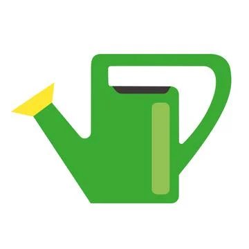 Green rectangular watering can with yellow spray bottle isolated on white Stock Illustration