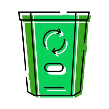 Green recycle bin with arrows icon illustration Stock Illustration