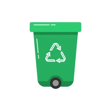 Green recycle bin icon in flat style. Stock Illustration