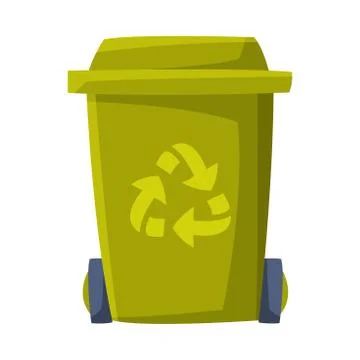 Green Recycle Bin for Trash and Garbage Vector Illustration on White Background Stock Illustration