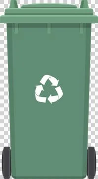 Green recycle bin on wheels, features the white recycling symbol. Black bac.. Stock Illustration