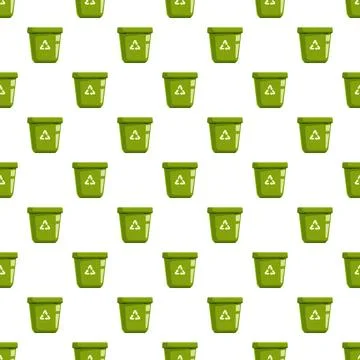 Green recycle bins pattern on white background Stock Illustration