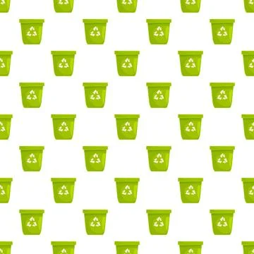 Green recycle bins seamless pattern expressing sustainability Stock Illustration