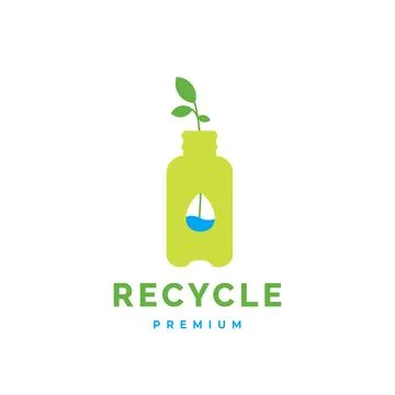 Green Recycle bottle logo with leaf nature environment Stock-Illustration