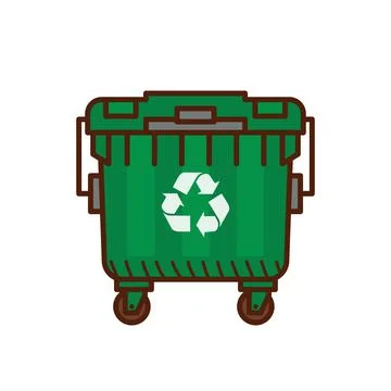 Green recycle garbage bin. Trash can isolated Stock Illustration