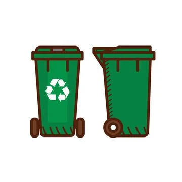Green recycle garbage bin. Trash can isolated Stock Illustration