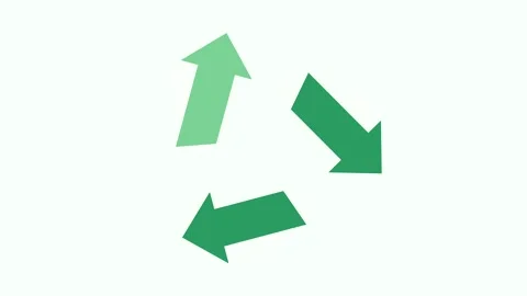 Green Recycling Arrows Drifting on Solid Background Stock-Footage 348252601