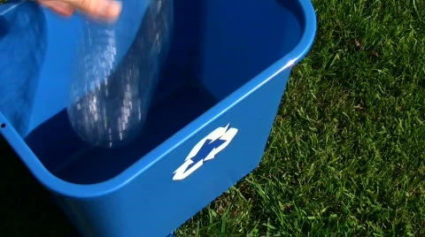 Green recycling bin high angle - HD Stock Footage