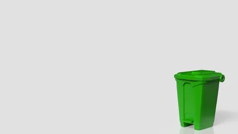 Green Recycling Bin Isolated on White Background 3d render. Stock Illustration