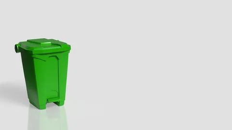 Green Recycling Bin Isolated on White Background 3d render. Illustrazione stock