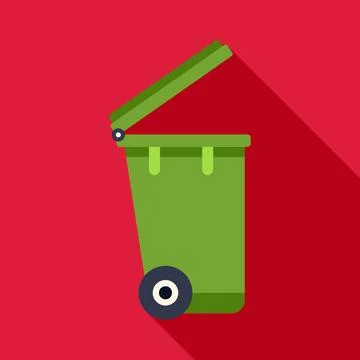 Green recycling bin standing with open lid Stock Illustration