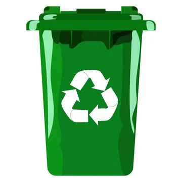 Green Recycling Bin Vector Illustration with Recycle Symbol Ilustración de archivo
