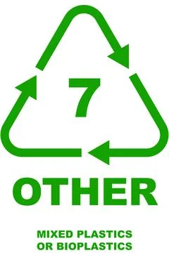 Green recycling code icon, number 7, identifying OTHER plastics. Illustrazione stock