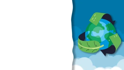 Green Recycling Earth Globe with Copy Space for Environmental Cleanup Promo. Vidéo 342122584