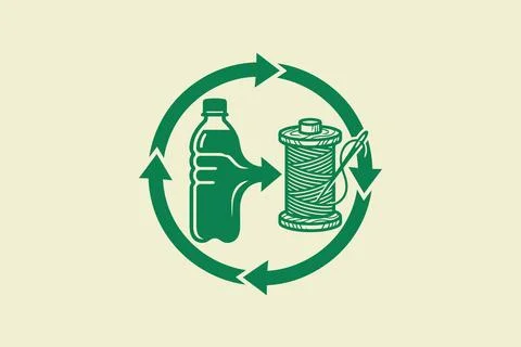 Green Recycling Loop Bottle and Thread イラスト素材