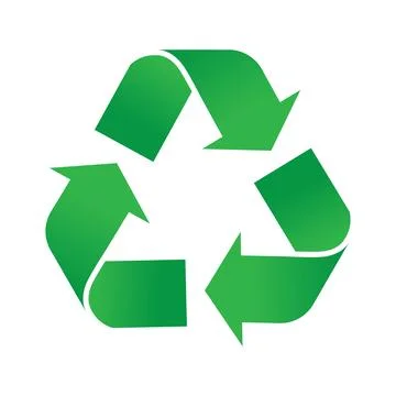 Green recycling symbol with gradient effect on white background arrows cycle Illustrazione stock
