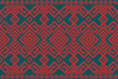 Green red aztec motif zig zag fabric pattern Stock Illustration