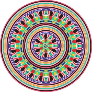Green Red Black Egypt Circle Ornament. National Culture Decorative Ring Artwo Stockillustratie