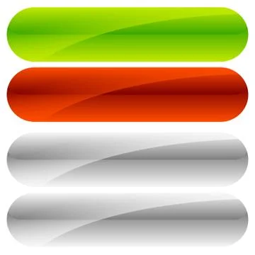 Green, red button backgrounds. Gray versions included. Ilustración de archivo