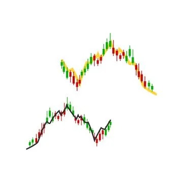 Green red candlestick chart for stock-market with buy and sell button 4 Stock Illustration