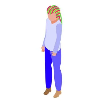 Green red dreadlocks icon isometric vector. African hair Stock Illustration