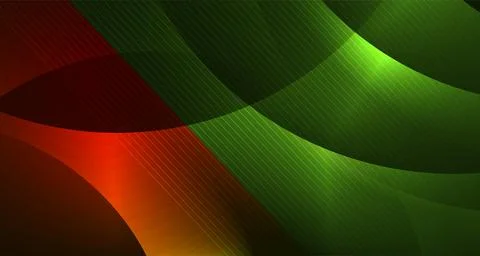 Green red glowing waves and lines abstract elegant background Stock Illustration