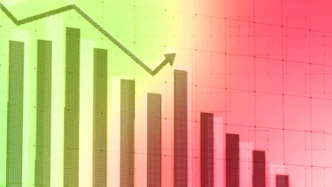Green red gradient negative business graph animation Stock Footage 220583368