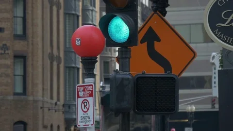Green to red light and pedestrian signal countdown Stock Footage 73762693