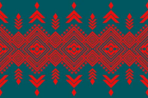 Green red motif american pattern Stock Illustration