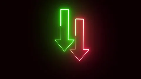 Green red neon arrows motion loop. Digital interface finance trend stock ma.. Stock Footage 321391663