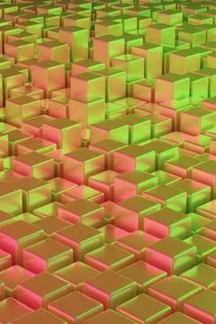 Green an red quadrangular prisms. Abstract background. 3d illustration. Stock Illustration