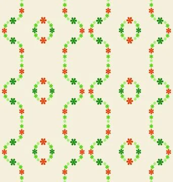 Green red tiny blossom pattern round composition vector illustration Stock Illustration