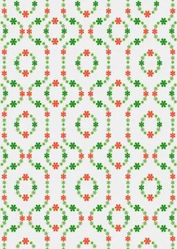 Green red tiny blossom pattern round structure vector illustration Illustrazione stock