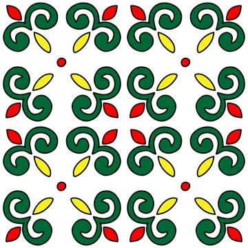 A green red yellow Vector seamless pattern of black hand-drawn abstract shapes Ilustración de archivo