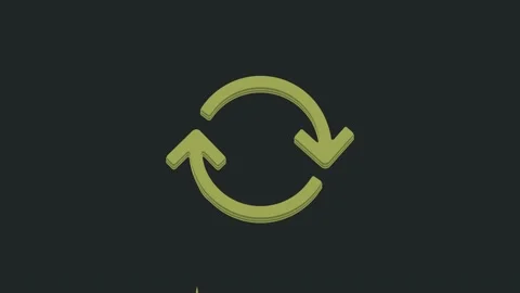 Green Refresh icon isolated on black background. Reload symbol. Rotation arrows Stock Footage 235436968
