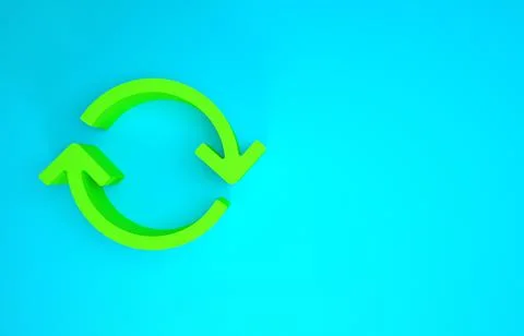 Green Refresh icon isolated on blue background. Reload symbol. Rotation arrow Stock Illustration