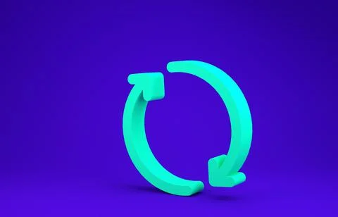 Green Refresh icon isolated on blue background. Reload symbol. Rotation arrow Stock Illustration