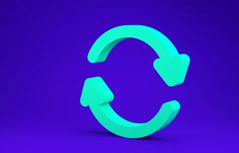 Green Refresh icon isolated on blue background. Reload symbol. Rotation arrow Stock Illustration