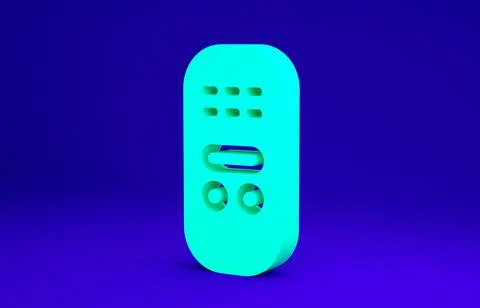 Green Remote control icon isolated on blue background. Minimalism concept. 3d Stock Illustration