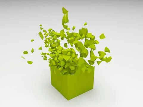 Green rendered cube Stock Illustration