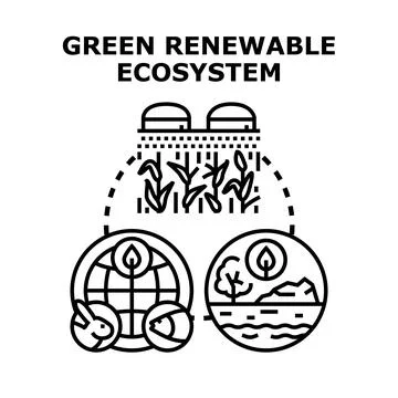 Green renewable ecosystem developing sustainable natural resource circularity 库存插图