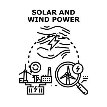 Green renewable energy generating system collecting wind and solar power Stock Illustration