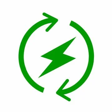 Green Renewable Energy Icon Vector Illustration with Electric Lightning Symbol a Stock Illustration