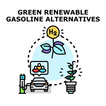 Green renewable gasoline alternatives for sustainable future Stock Illustration