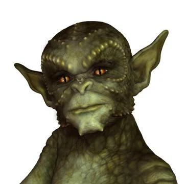 Green Reptilian Alien Stock Illustration