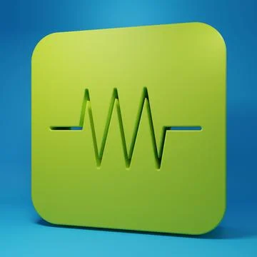 Green Resistor in electronic circuit icon isolated on blue background. Mini.. Stock Illustration